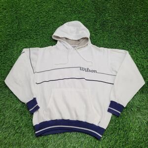 Vintage 90s Wilson Tennis Hoodie Womens XL 23x23 Boxy White